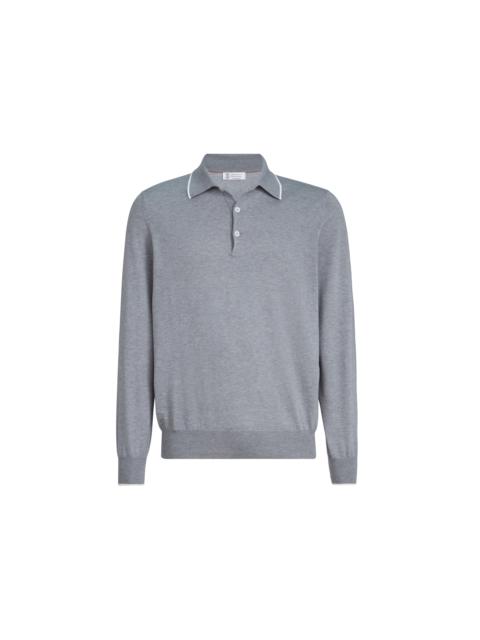 Brunello Cucinelli Brunello Cucinelli Cotton and cashmere knit polo in Dark Grey at Nordstrom