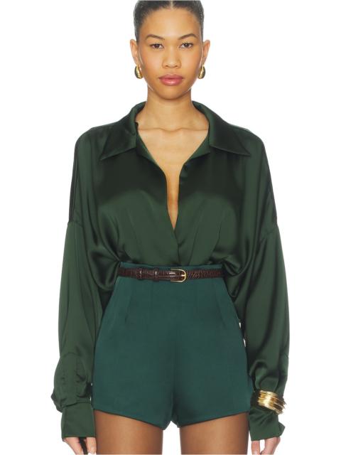 NORMA KAMALI Super Oversized Boyfriend Shirt Bodysuit