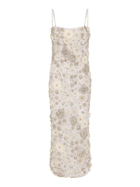 RACHEL GILBERT Francesca Floral Embellished Tulle Gown ivory