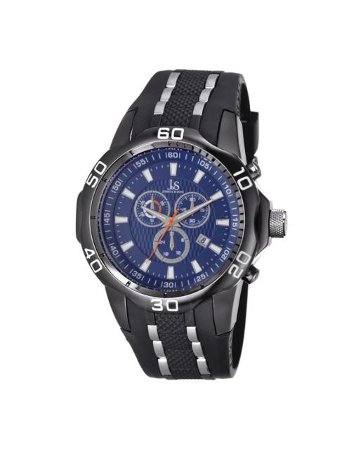 Other Designers Joshua & Sons Chronograph Blue Dial Black Silicone Men's Watch JS50BK