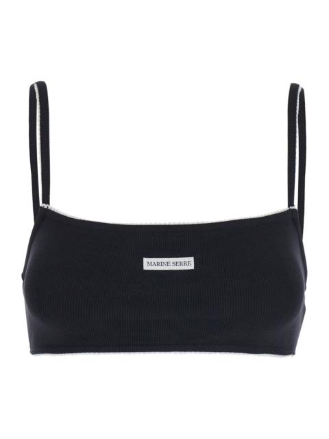 Marine Serre Marine Serre Women Cute 70'S Bra - Black - Top With Thin Straps And V-Neck - In Cotton - Women