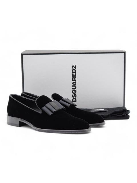 DSQUARED2 Dsquared2 Bow Detail Velvet Loafers in Black 41 $990