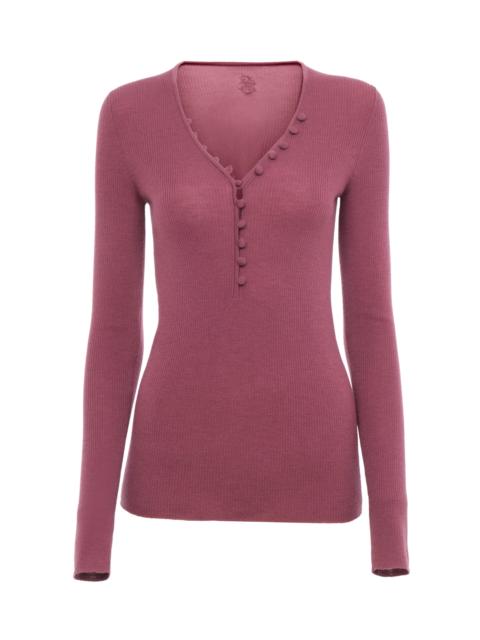 Chloé Merino Wool Henley Top pink