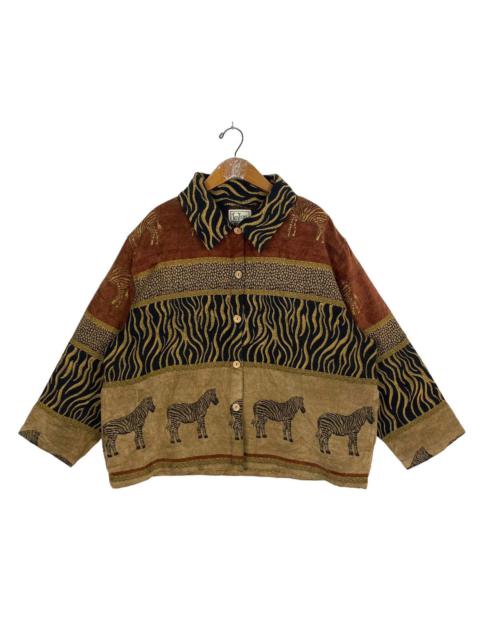 Other Designers Vintage - Vtg TANTRUMS Safari Zebra Jacket Boho Boxy Brocade Tribal