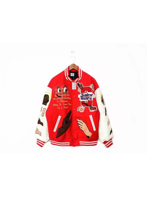 DENIM TEARS Letterman varsity stadium jacket red