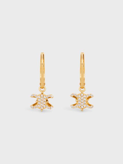 CELINE Triomphe Solitaire Sparkle Earrings in Strass and Brass with Gold Finish