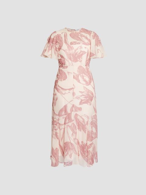 Erdem FLORAL PRINT SILK VOILE MIDI DRESS
