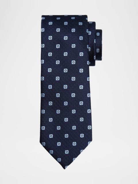 ZEGNA Men's Geometric Jacquard Silk Tie