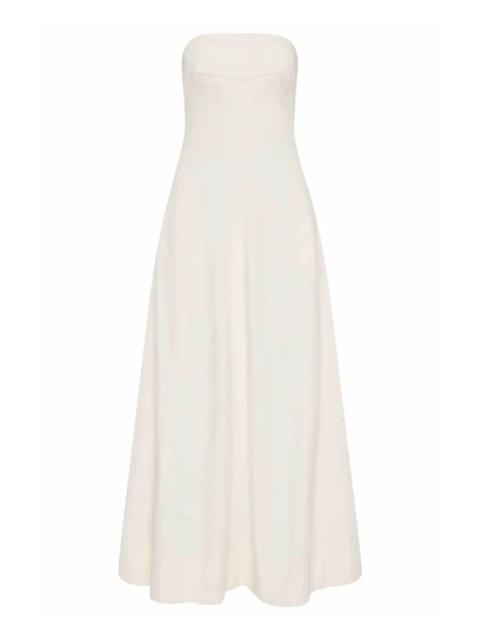 ST. AGNI Sculpted Cotton Strapless Dress in Milk