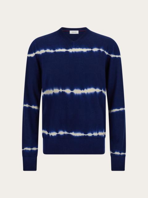 Tie dye wool V-neck pullover
