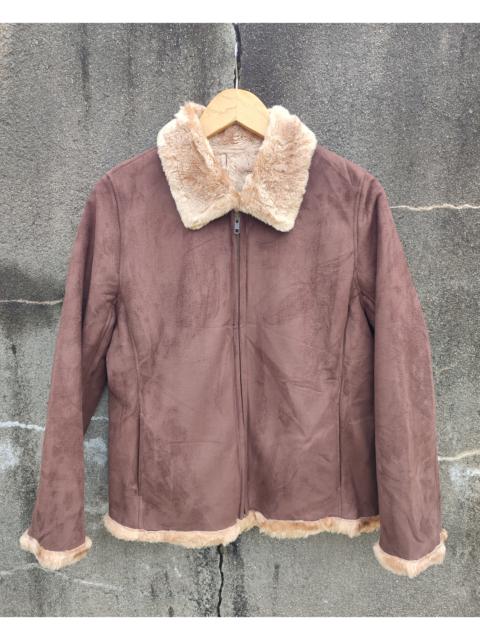 Other Designers Designer - First Bell Aviator Suede Light Zipper Jacket With Fur