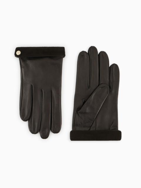 EMPORIO ARMANI Nappa-leather gloves with suede trim