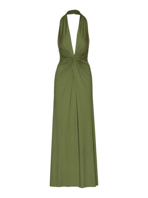 ANDRES OTALORA Mendra Gathered Jersey Maxi Dress green