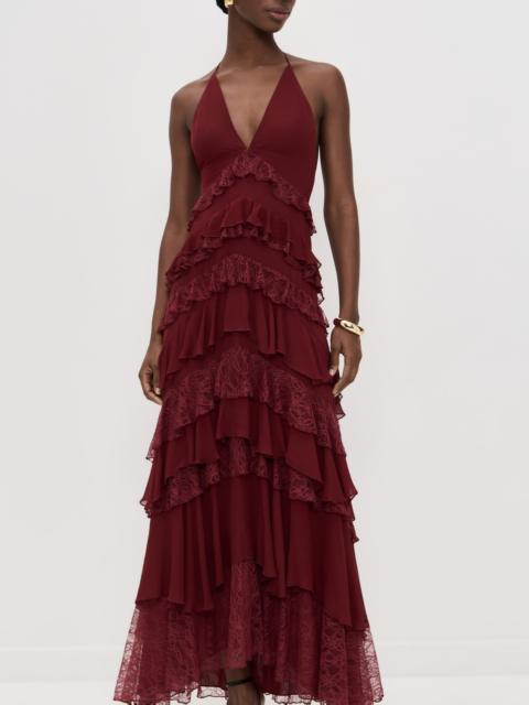 Alice + Olivia Liana V Neck Ruffle Maxi Dress