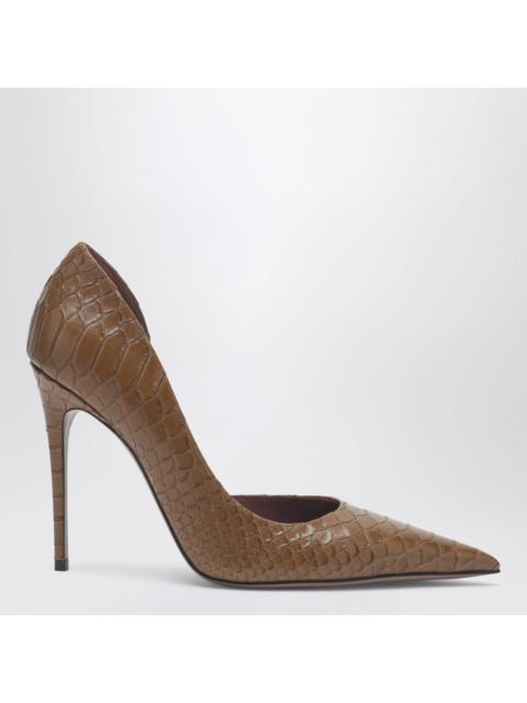 PARIS TEXAS Paris Texas Vera 105 Coffee-Colored Leather Pumps With Python-Effect Women