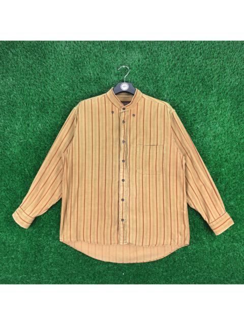 Other Designers Vintage - Vintage 80's Flannel Corduroy Striped Round Collar