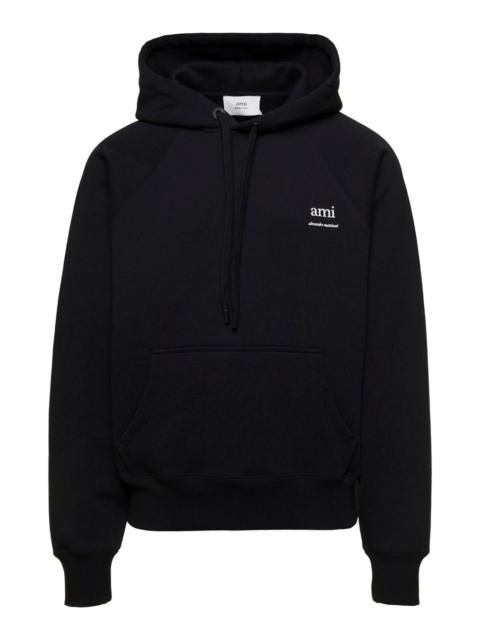 AMI Paris Ami Paris Men Black Hoodie With Drawstring Hood And Logo Detail On The Front In Cotton Man
