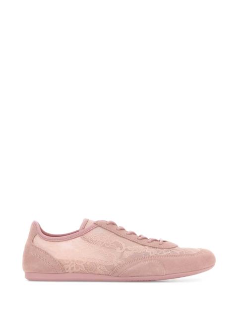 JIMMY CHOO Jimmy Choo Women Pink Lace And Suede Sunny Sneakers