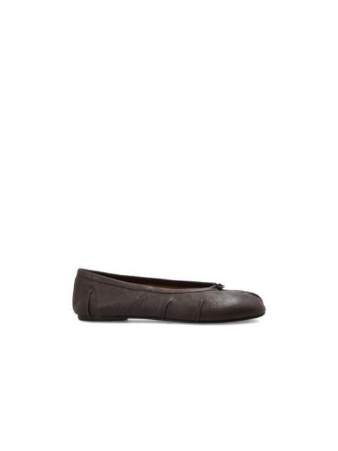 Maison Margiela MAISON MARGIELA Tabi Cut-Out Brown Leather Ballerinas New &