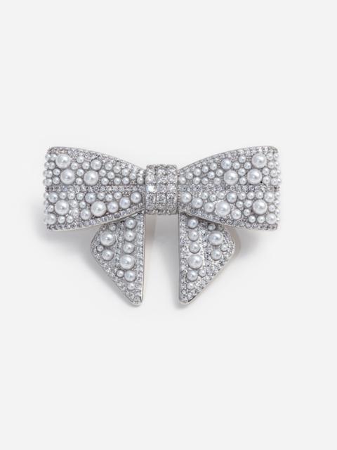 self-portrait Pearl Embellished Bow Hairclip