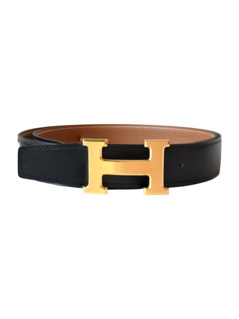 Hermès Hermes 32mm H-Shaped Buckle Reversible Constance Leather Belt Gold Hardware Black Brown