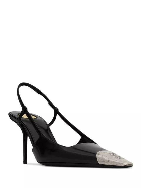 SAINT LAURENT Women's Jeanne Slingback Pumps In Glazed Leather