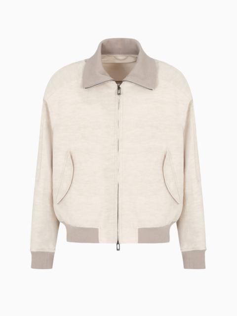 EMPORIO ARMANI LINEN-BLEND BLOUSON WITH ZIP