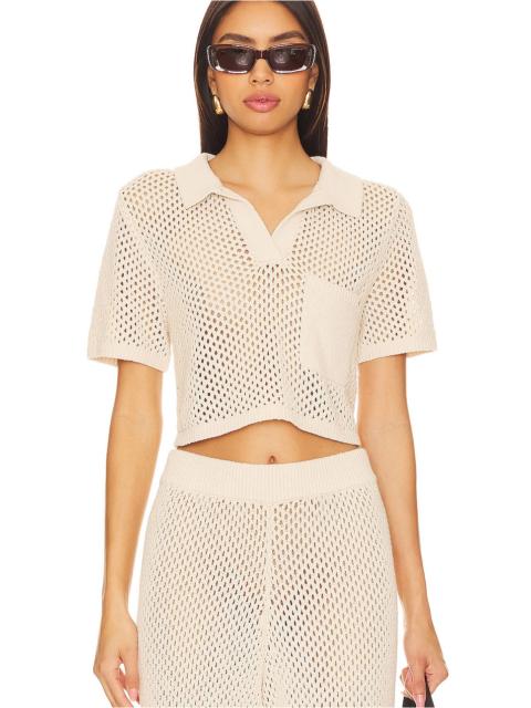 onia Crochet Cropped Polo Top