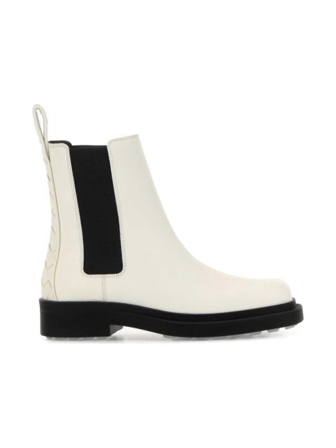 Bottega Veneta Ivory Leather Chelsea Ben Ankle Boots