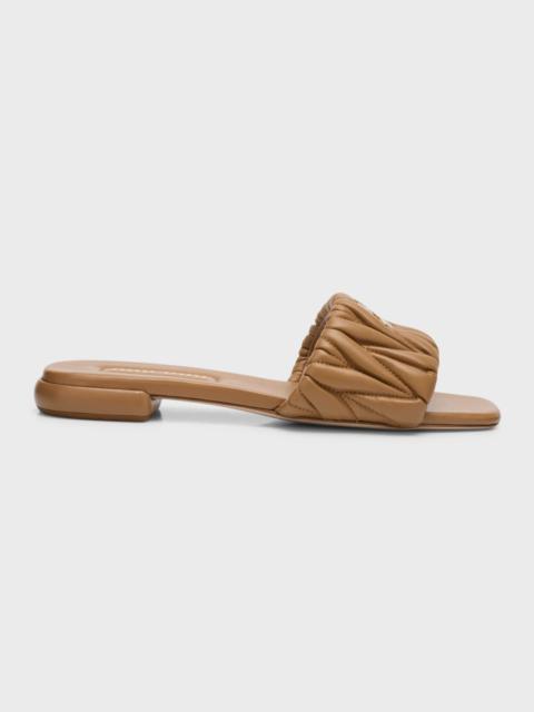 サンダル・ミュール MIU MIU Light Pink Nappa Leather Slippers Miu Miu Light Pink Nappa Leather Slippers (MiuMiu/サンダル