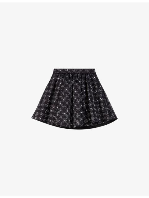 maje Diamante-Embellished Stretch-Woven Mini Skirt