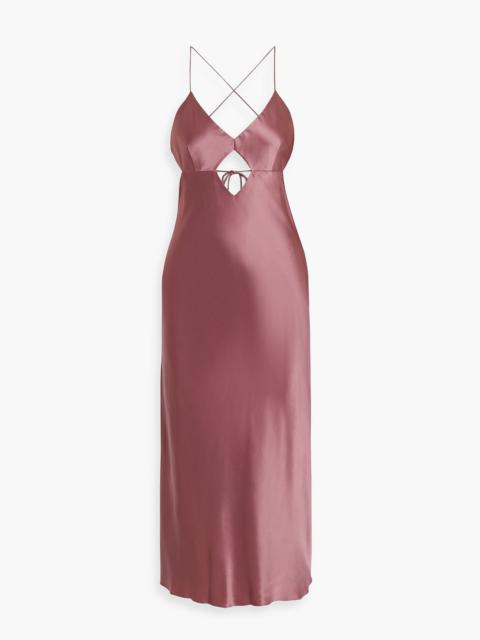 Other Designers Cutout silk-satin midi dress