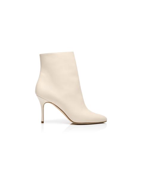 Manolo Blahnik Cream Calf Leather Ankle Boot