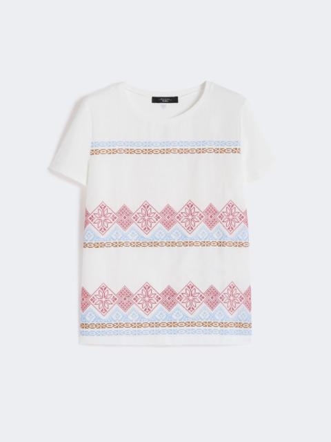 WEEKEND Max Mara Embroidered linen and stretch cotton jersey T-shirt - WHITE