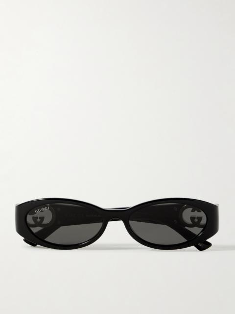 GUCCI Oval-frame Acetate And Gold-tone Sunglasses
