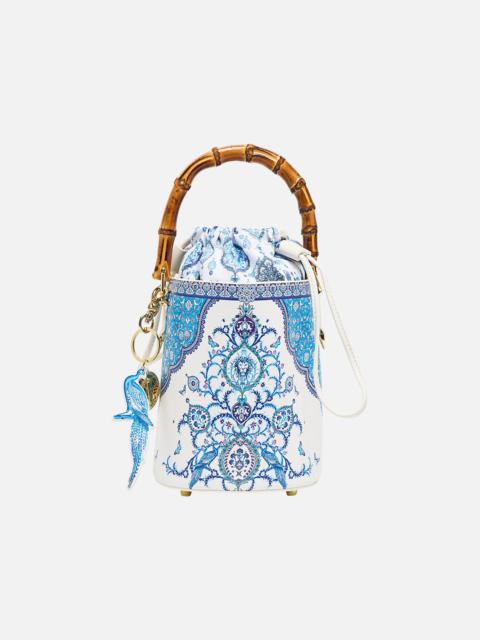 CAMILLA DRAWSTRING BUCKET BAG WITH KEYRING