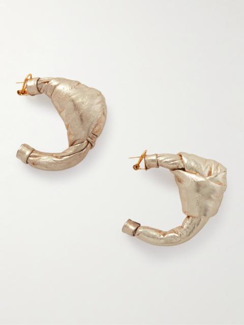 Johanna Ortiz + Net Sustain Metallic Leather Hoop Earrings