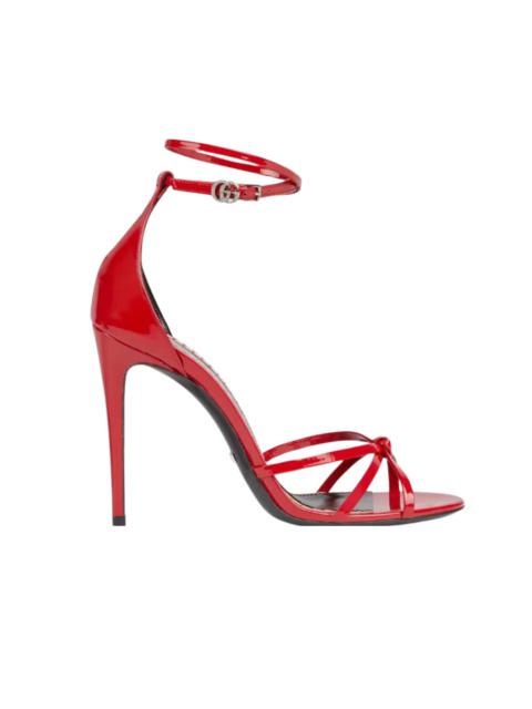 GUCCI Red Patent Leather Sandals Double G Ankle Strap