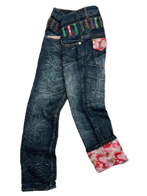 Nyclaus Double Waist Spellout Graphic Denim Jeans 30x31.5