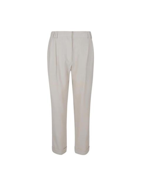 Brunello Cucinelli Brunello Cucinelli Cream Pleated Tailored Trousers