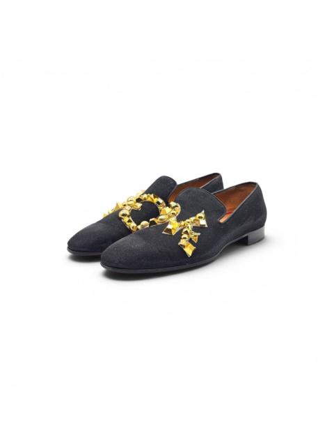 Christian Louboutin Love Met Men's Lurex Loafers Black Embellished EU 43 US 10