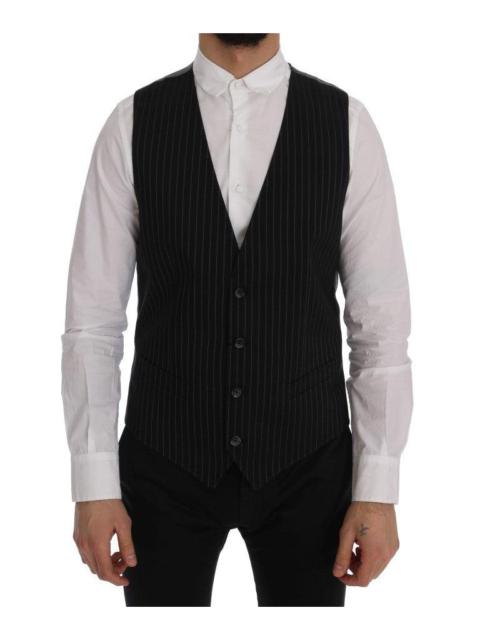 Dolce & Gabbana Black STAFF Cotton Striped Vest