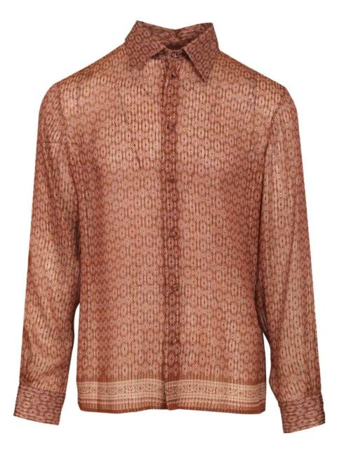 Valentino Valentino Garavani Men Silk Shirt With Geometric Print