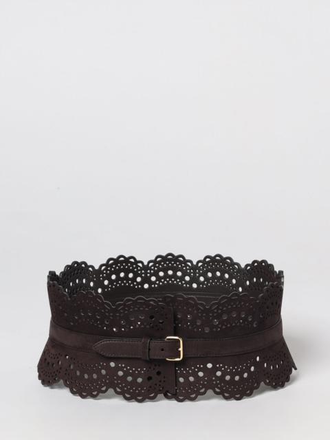 Alaïa AlaiA Women Alaia Perforated Nubuck Leather Bustier Belt