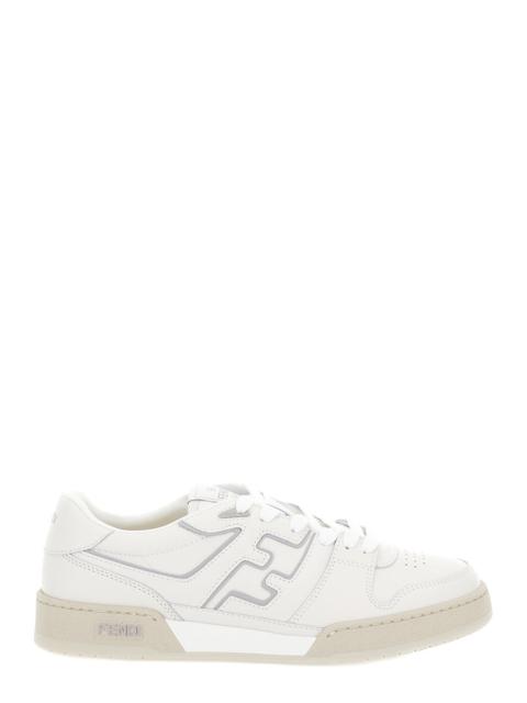 Fendi Men 'Match' White Tonal  Low-Top Sneakers With Ff Detail In Leather Man