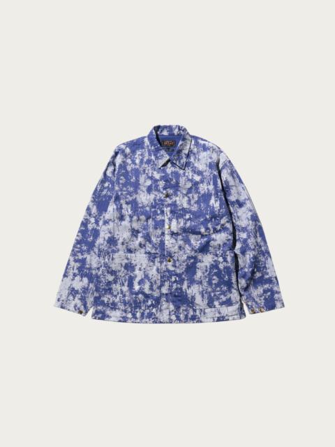 BEAMS PLUS P-Man Jacket Supima Herringbone on Paint Print - Blue