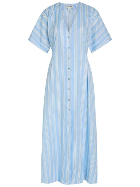 STAUD Staud Elle Striped Stretch-cotton Midi Dress