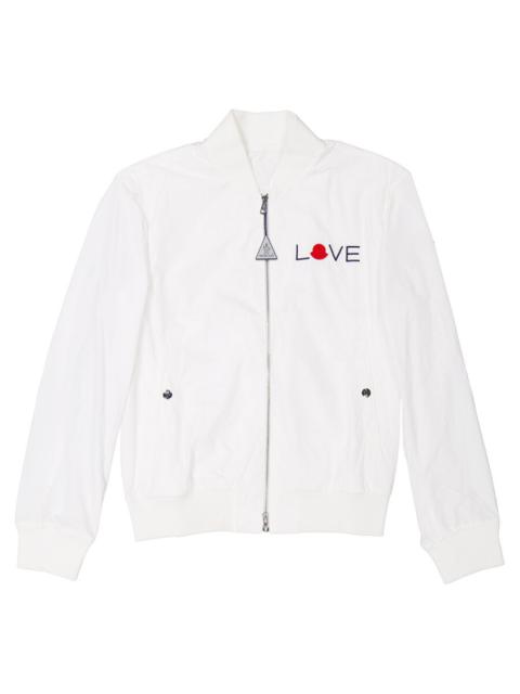 Moncler Moncler White Love Embroidery Bomber Jacket