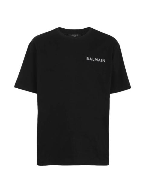 Balmain Balmain Reflective Logo Print Cotton T Shirt, Size Medium