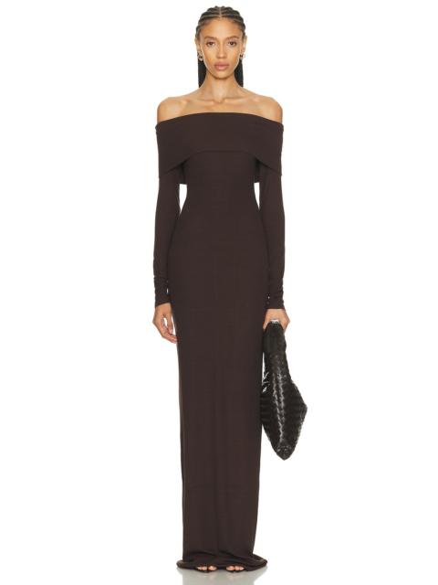 ÉTERNE Long Sleeve Off Shoulder Maxi Dress